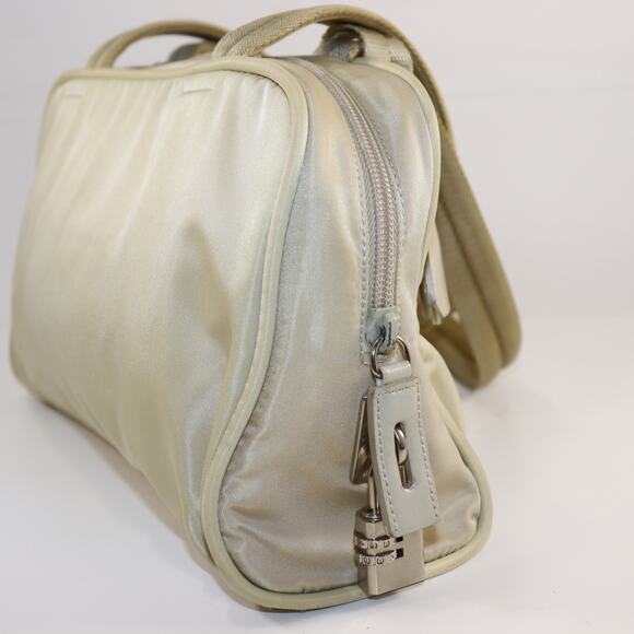 Prada Tessuto Nylon Satchel Beige Shoulder Bag with Lock - Picture 3 of 11